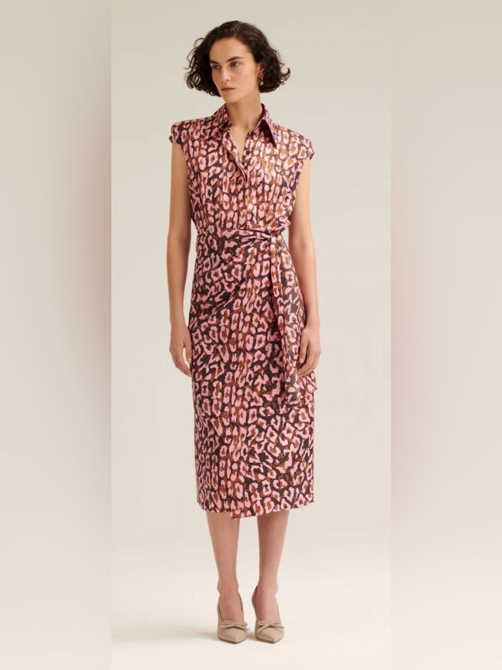 Scanlan Theodore 100% Silk Jacquard Animal Print Dress in Pink Chocolate